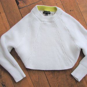 Topshop White Ribbed Cropped Sweater